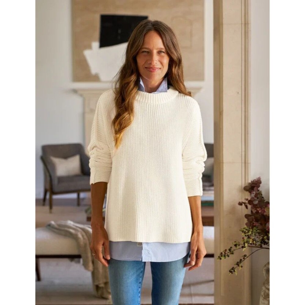 Frank & Eileen Montecito Sweater Pure Italian Cotton Cream Small MSRP $398